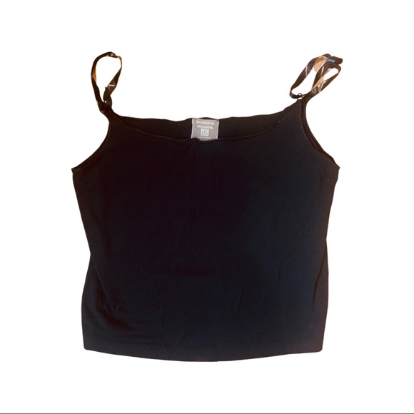 ROBERTA SCARPA black nylon stretch cami with rubber strap detail. VINTAGE ITEM - Picture 2 of 4